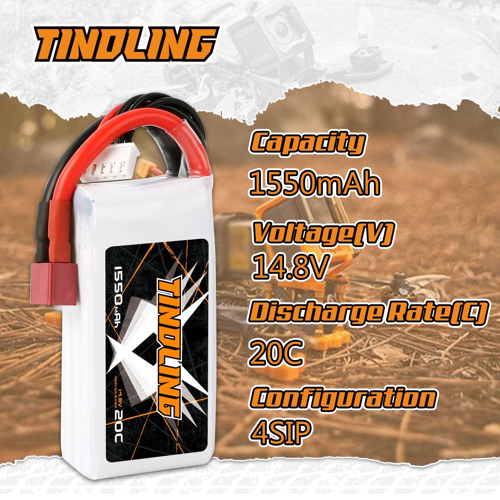 mandig Kamp klo Tindling 1550mAh 4S 14.8V 20C Lipo Battery Pack With T/Deans Plug-2pcs