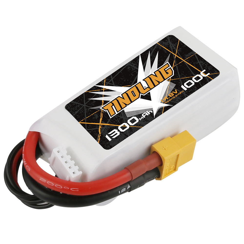 Tindling 1300mAh 4S 14.8V 100C Lipo Battery With XT60 Plug 4PCS